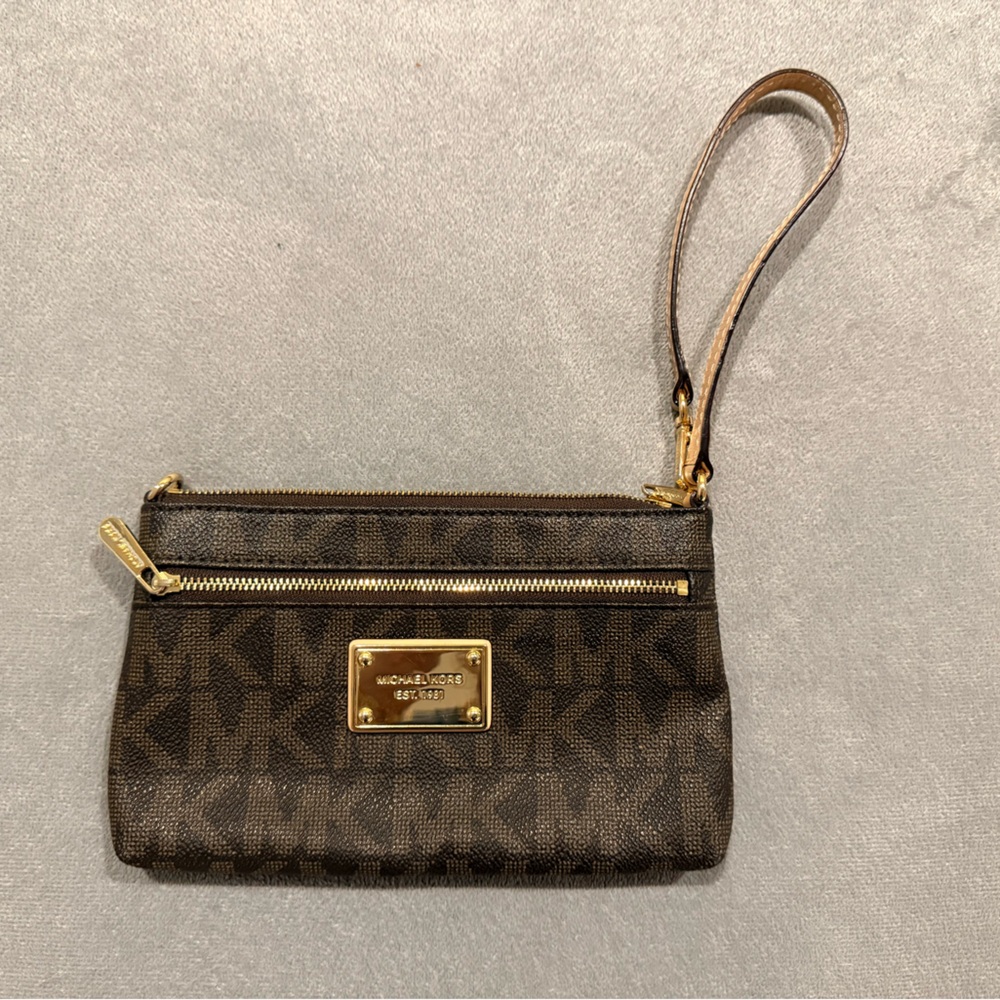 Michael Kors Dark Brown Monogram Wristlet